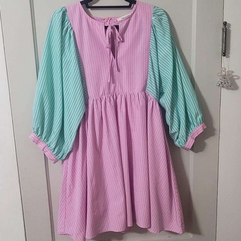 Mention You By Name Lilac Striped Dress,  Size L